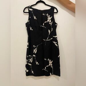 Jones New York Black Dress with White Floral Design